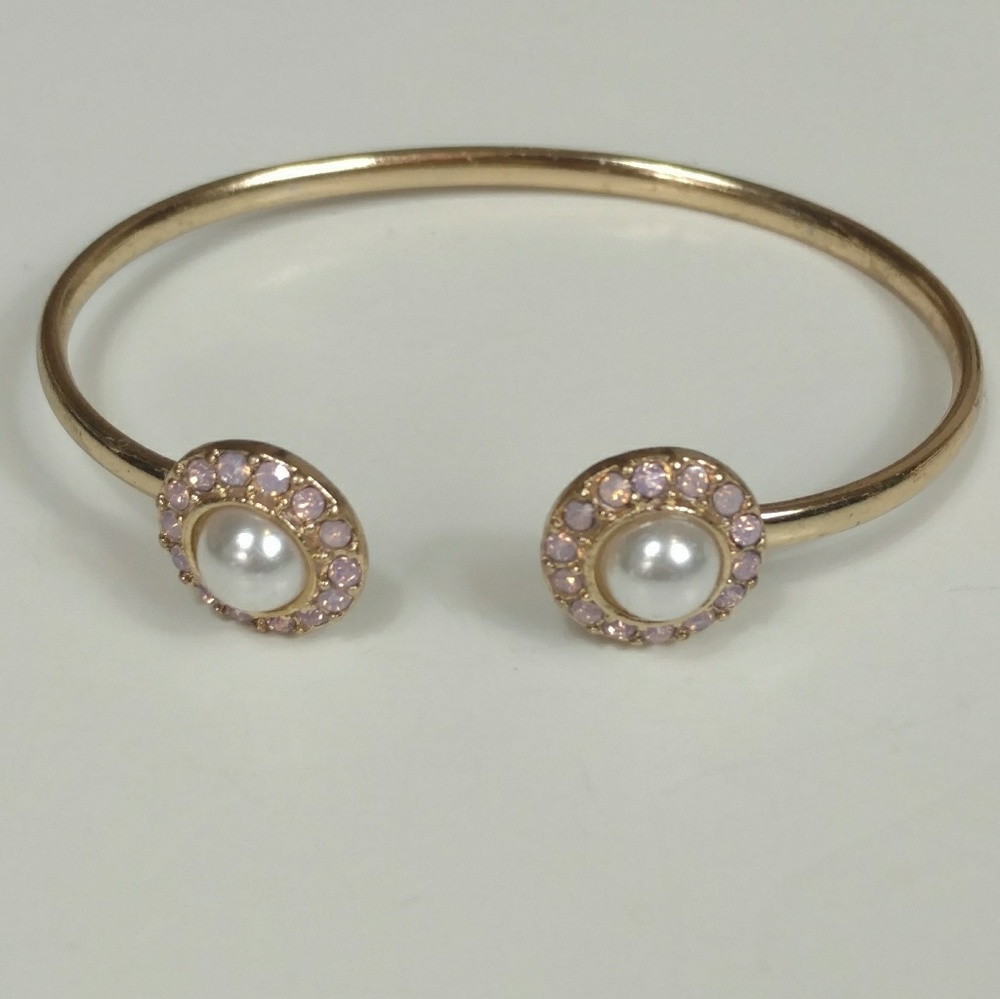 Vintage bracelet with faux pearl and rhinestones - Picture 2 of 7